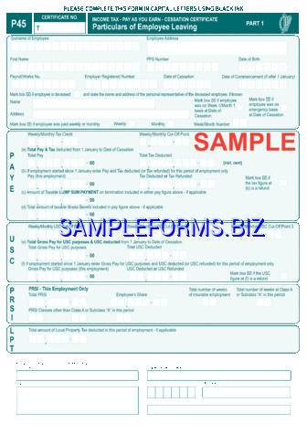P45 Form Download pdf free